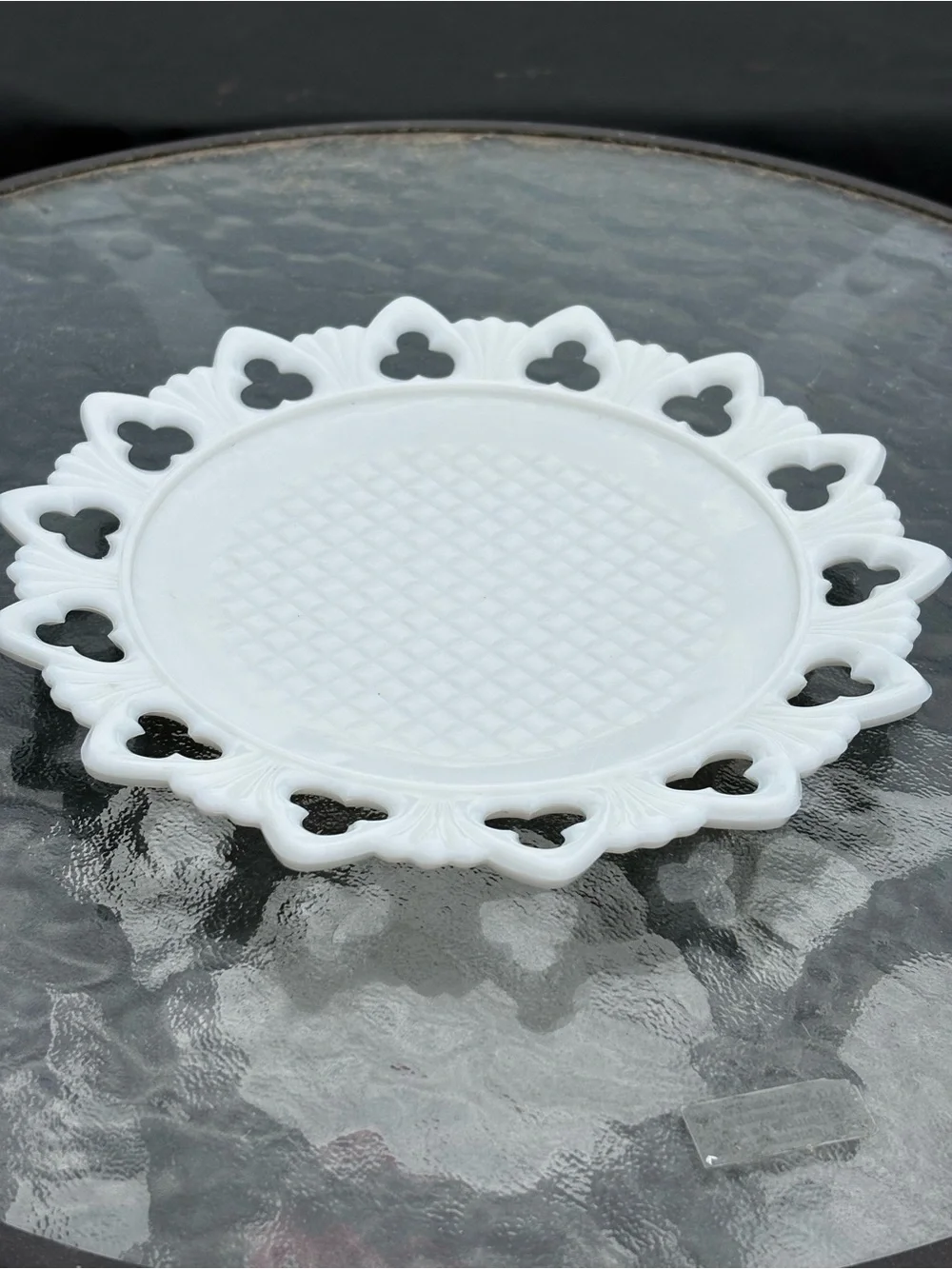Milk Glass Decorative Lace-Edge Serving Plate